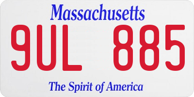 MA license plate 9UL885