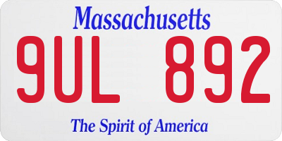 MA license plate 9UL892