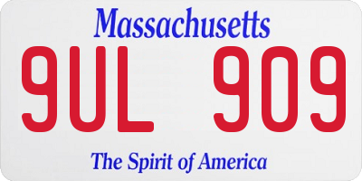 MA license plate 9UL909