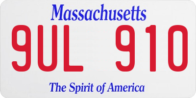 MA license plate 9UL910
