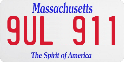 MA license plate 9UL911