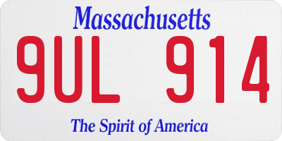 MA license plate 9UL914
