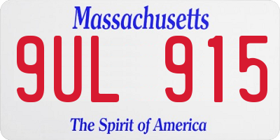 MA license plate 9UL915