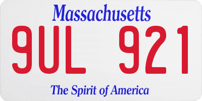 MA license plate 9UL921