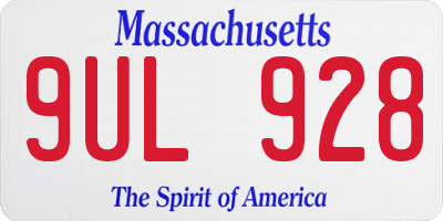 MA license plate 9UL928