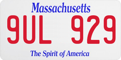 MA license plate 9UL929