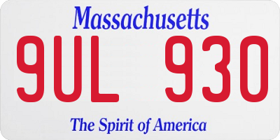 MA license plate 9UL930