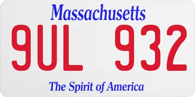 MA license plate 9UL932