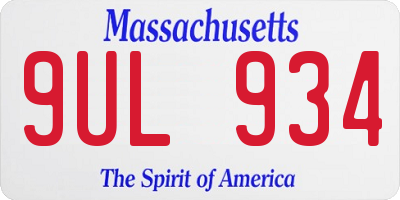 MA license plate 9UL934
