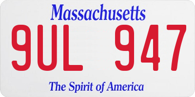 MA license plate 9UL947