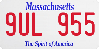 MA license plate 9UL955