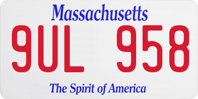 MA license plate 9UL958