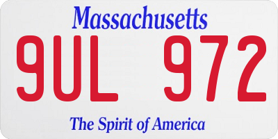MA license plate 9UL972