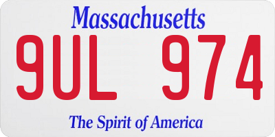 MA license plate 9UL974