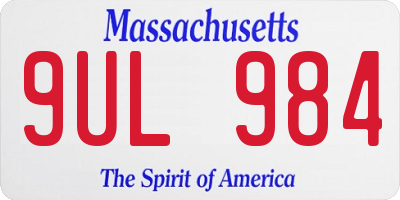 MA license plate 9UL984