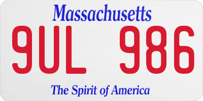 MA license plate 9UL986