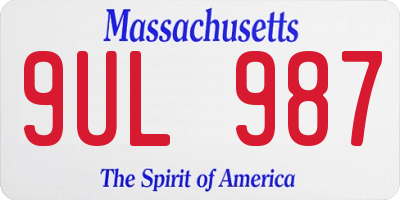 MA license plate 9UL987