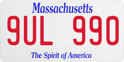 MA license plate 9UL990