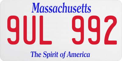 MA license plate 9UL992