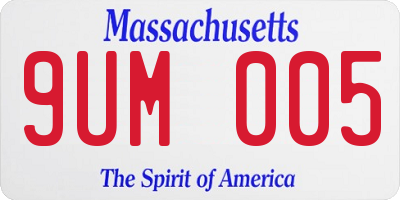MA license plate 9UM005