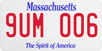 MA license plate 9UM006