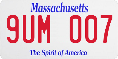 MA license plate 9UM007