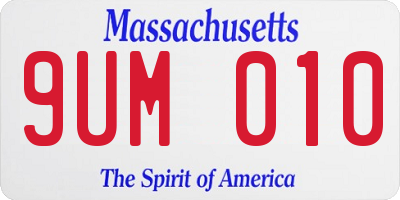 MA license plate 9UM010
