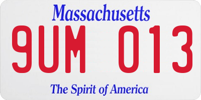 MA license plate 9UM013