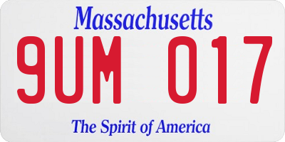 MA license plate 9UM017