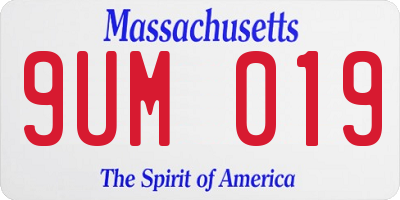 MA license plate 9UM019