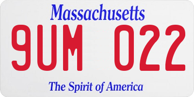 MA license plate 9UM022
