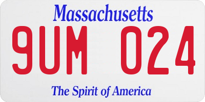 MA license plate 9UM024