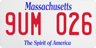 MA license plate 9UM026