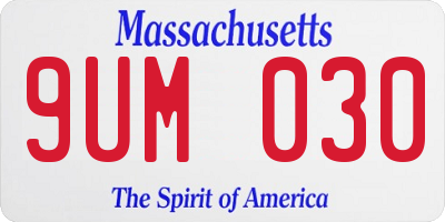 MA license plate 9UM030