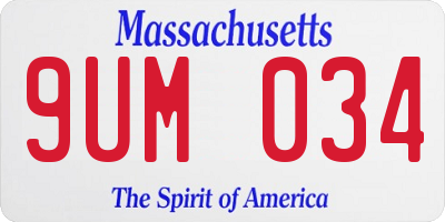 MA license plate 9UM034