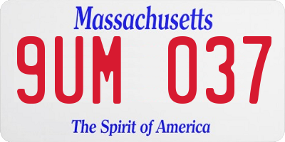 MA license plate 9UM037