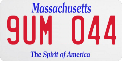 MA license plate 9UM044