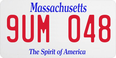 MA license plate 9UM048