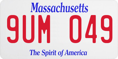 MA license plate 9UM049