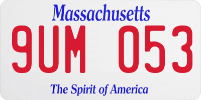 MA license plate 9UM053