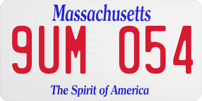 MA license plate 9UM054