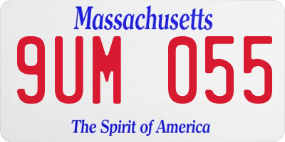 MA license plate 9UM055