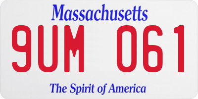 MA license plate 9UM061