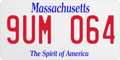 MA license plate 9UM064