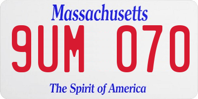 MA license plate 9UM070