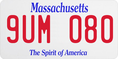 MA license plate 9UM080