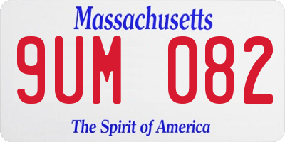 MA license plate 9UM082