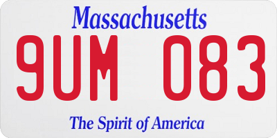 MA license plate 9UM083