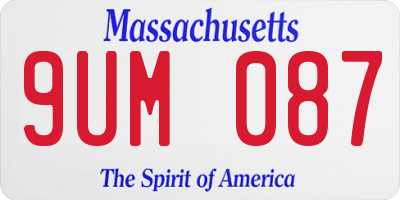 MA license plate 9UM087