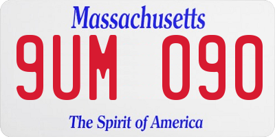 MA license plate 9UM090